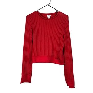 Calvin Klein Womens Roll Neck Y2K Sweater Large Chunky Scandi Indie‎ Red Preppy